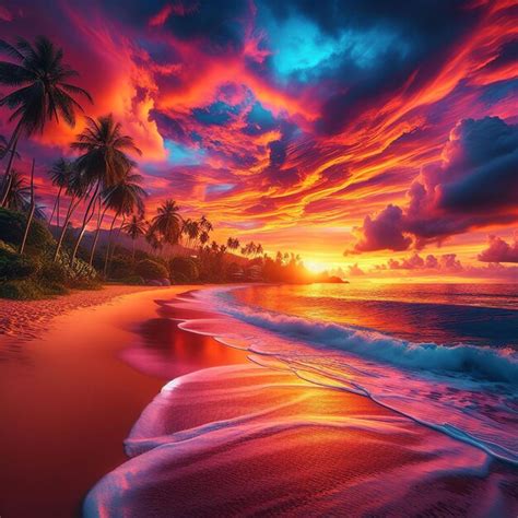 Premium Photo | Beautiful sunset on a tropical beach Colorful sunset over the ocean Beautiful ...