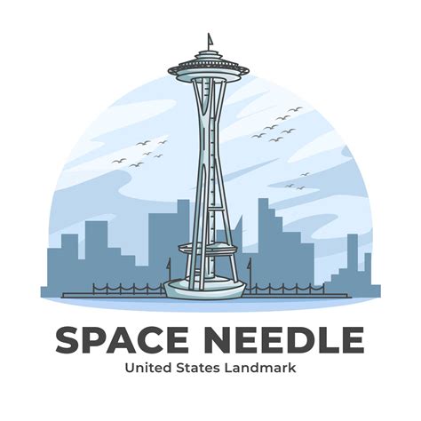 Space Needle United States Landmark Minimalist Cartoon 1942842 Vector