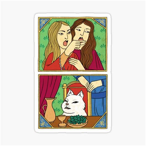 "Cat vs Woman Meme" Sticker for Sale by Capt-Denglisch | Redbubble