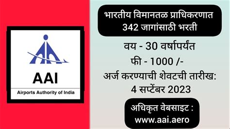 भारतीय विमानतळ प्राधिकरणात 342 जागांसाठी भरती Creator Aai Airport