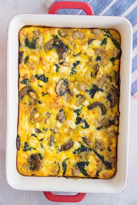 Sausage and Mushroom Breakfast Casserole - The Roasted Root