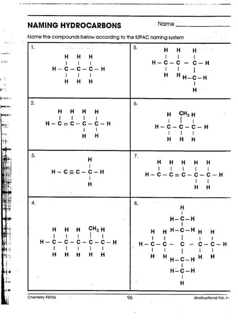 Naming Compounds Practice Worksheet Organic Chemistry Nomenclature