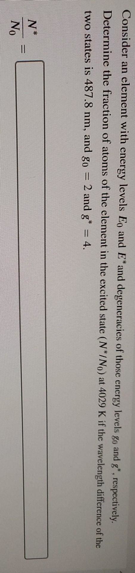 Solved Consider An Element With Energy Levels Eo And E And Chegg