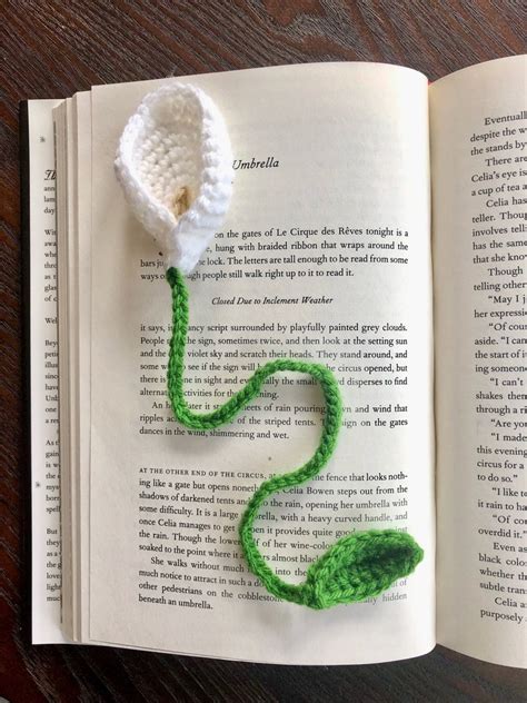 Peace Lily Bookmark Crochet Pdf Pattern Easy Beginner Etsy