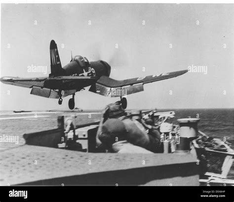 A Vought F4u Corsair Of Marine Fighter Squadron Vmf 214 Launches