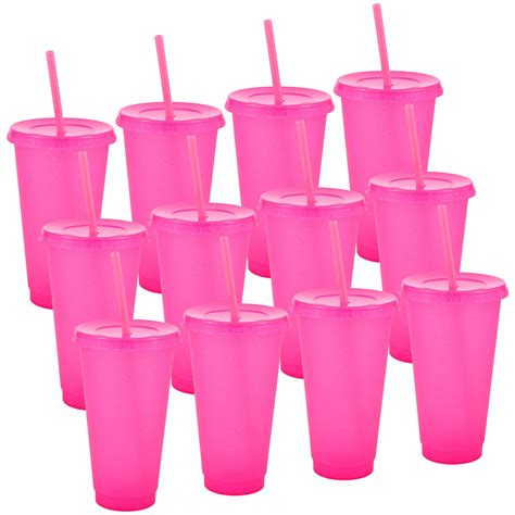 NewSoul Plastic Tumblers with Lids and Straws,12PCS 24oz Color Changing ...