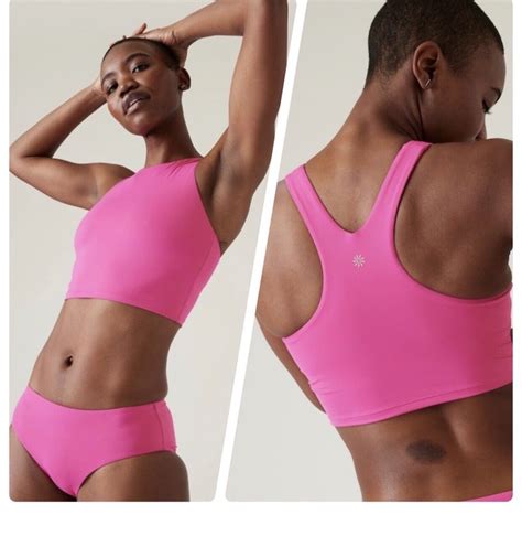 ATHLETA Size L Large CONSCIOUS CROP BIKINI TOP A C Salvia Pink 530870