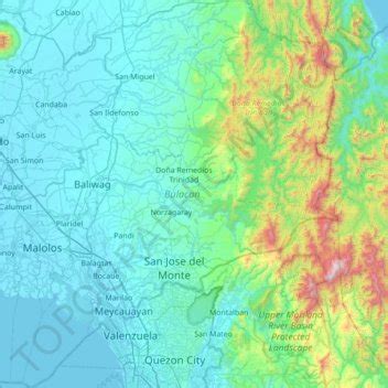 Bulacan topographic map, elevation, terrain