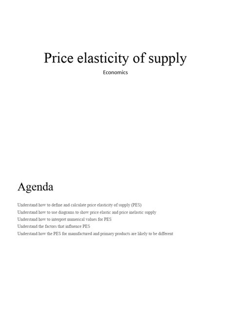 price elasticity  supply  supply economics elasticity