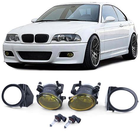 Yellow Fog Lights Set With Covers And Bulbs For Bmw E46 M Spor M3 Front Bumper In Foglights