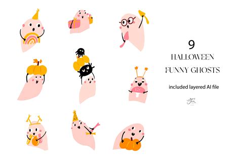 Halloween Ghosts Clip Arts Graphic by Paperjamlab · Creative Fabrica