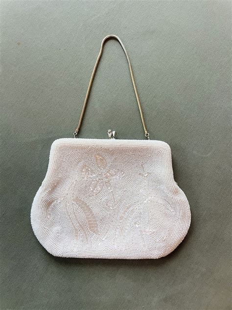 Vintage La Regale White Sequence Pearl Beaded Purse R Gem