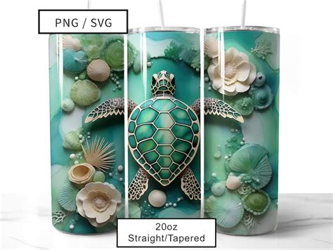 Turtles Sublimation Sea Turtle Wraps Skinny 20oz Tumbler Digital