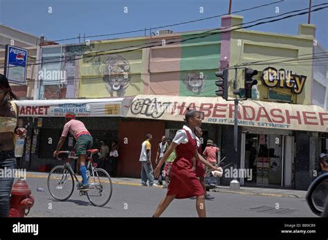 Painet Jq3718 Jamaica Shops In Downtown Montego Bay West Indies Stock