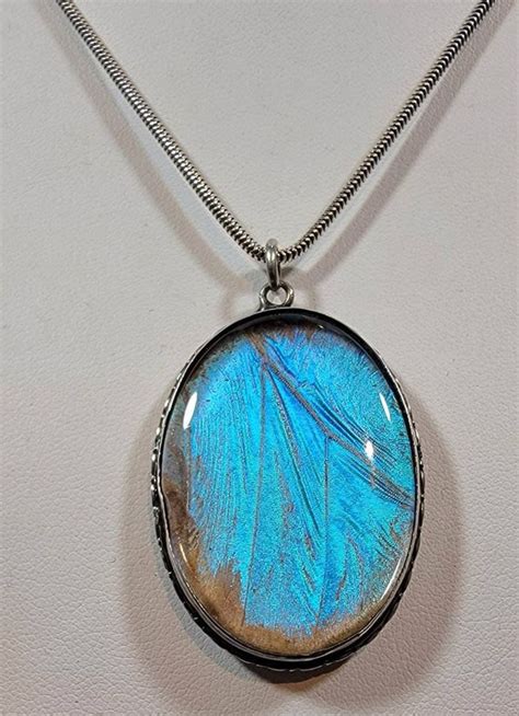 Morpho Butterfly Wing Pendant Gem