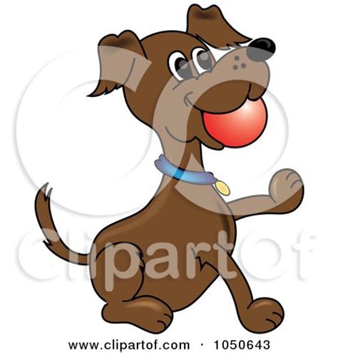 Royalty-Free (RF) Clip Art Illustration of a Fetching Dog With A Ball ...