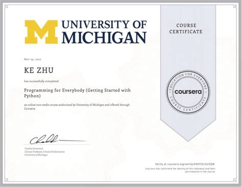 Programming For Everybody Python My 5 Course Certificate From