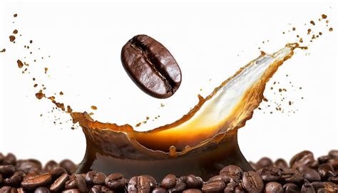 Premium Photo Coffee Splash With Coffee Bean Falling On White Background