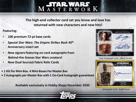 2020 Topps Star Wars Masterwork Trading Cards Brings NEW Signers!!