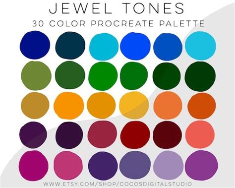 Jewel Tones Color Palette For Procreate Color Swatches Etsy Jewel