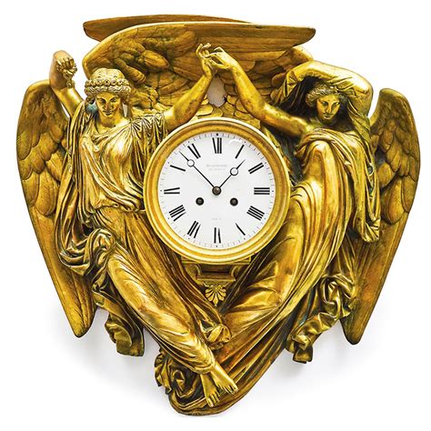 French Gilt Bronze Cartel Wall Clock Renaissance Antiques