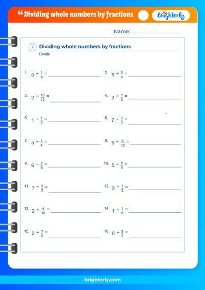 Free Dividing Whole Numbers By Fractions Worksheets Pdfs