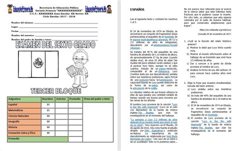 Examen Del Cuarto Grado Bloque Iv Ciclo Escolar 2017 2018 Reverasite