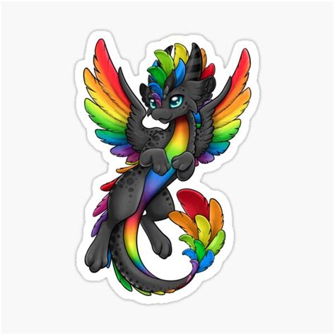 Zen Black Rainbow Dragon Sticker For Sale By Dragons And Beasties