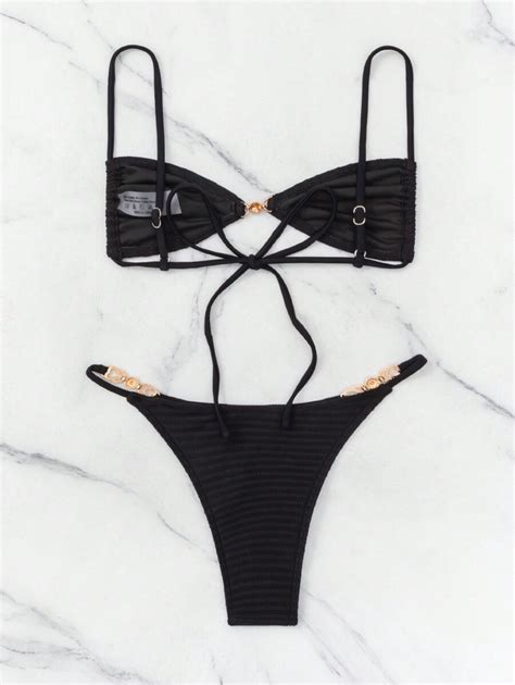 Women S Micro Bikini Set Special Style Without Padding Backless Tied