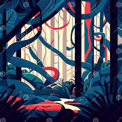 Tropical Rainforest Landscape Vector Illustration. Cartoon Rainforest Landscape Stock Vector ...