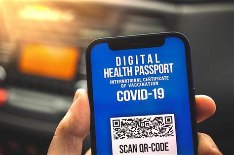 Aplicación internacional de pasaporte de salud digital concepto en la