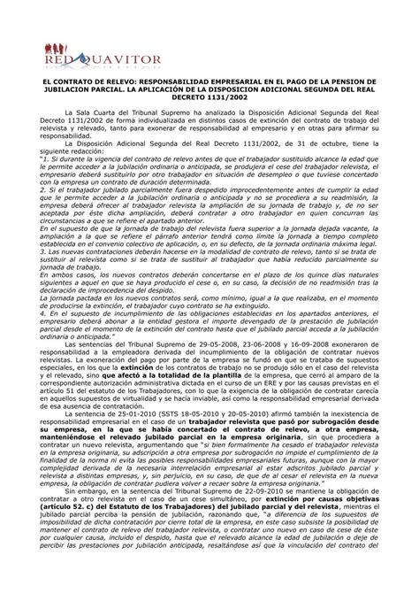 El Contrato De Relevo Responsabilidad Redquavitor