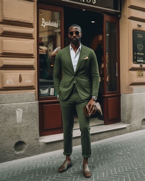 Traje Verde Oliva Con Camisa Blanca Hockerty