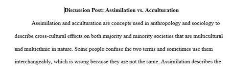 Discuss the difference between assimilation and acculturation ...