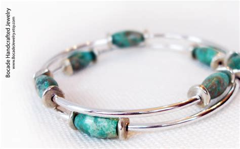 Turquoise Silver Bracelet Turquoise Jewelry Bangle Bracelet Adjustable ...