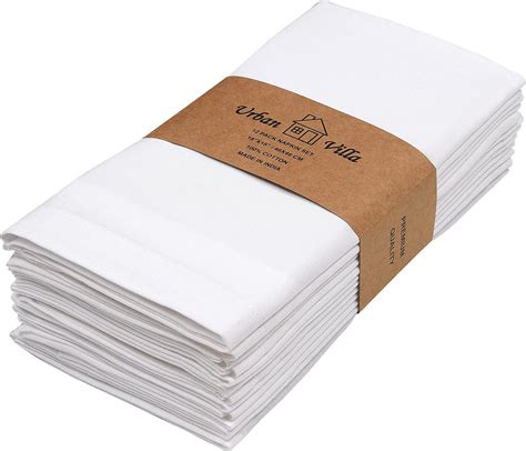 Amazon 18 X 18 White Hemstitch Dinner Napkins Linen Cotton