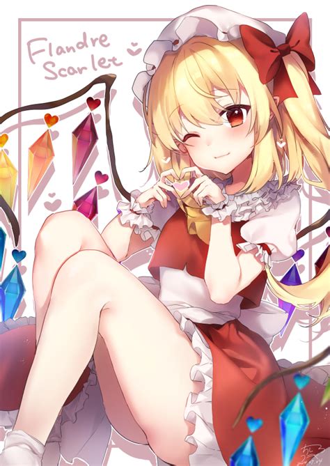 Chisiro Unya Unya Draw Flandre Scarlet Touhou Commentary Request Girl Ascot Blonde