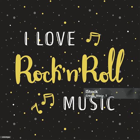 Vector Hand Lettered Inscription I Love Rock N Roll Music Stock