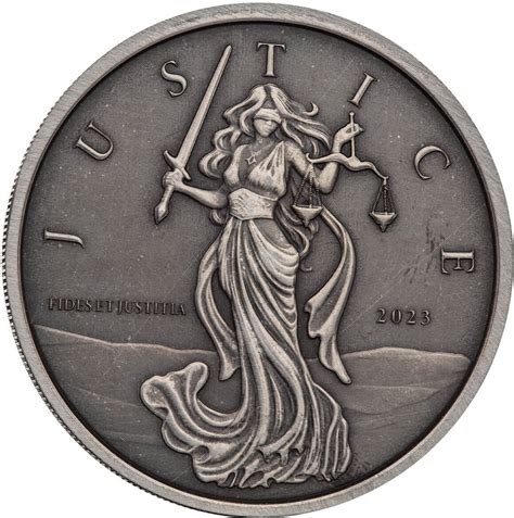 Silver Ounce 2023 Lady Justice Coin From Gibraltar Online Coin Club