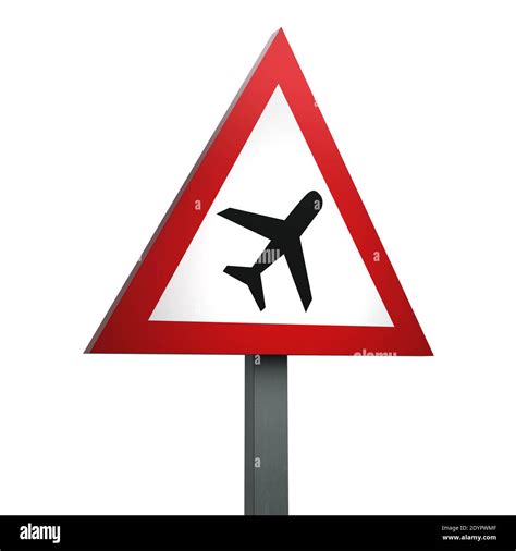 D Render Of Traffic Sign Of Low Flying Aircraft Or Sudden Aircraft