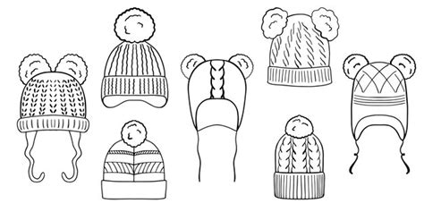 Premium Vector Set Of Hand Drawn Childrens Winter Hats Doodle Vector