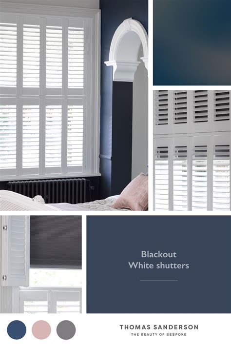 Navy Pastel Pink Bedroom White Blackout Shutters Bedroom Shutters