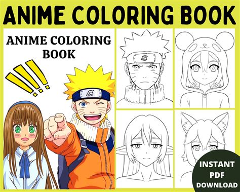 Anime Coloring Book Anime Printable Pdf Adult Coloring Book Pdf