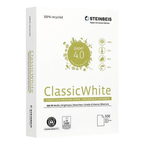 Recyclingpapier A4 Steinbeis Classic White 500 Blatt Gesamt 80g Qm