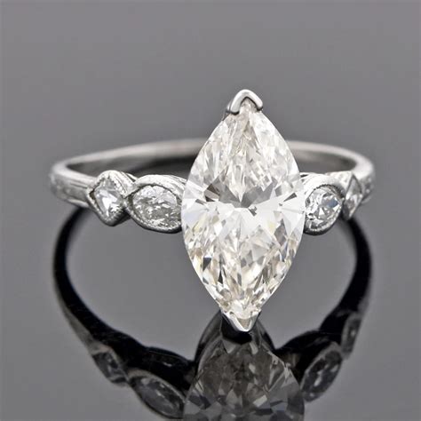 Vintage Platinum Marquise Diamond Engagement Ring 2.02ct | Marquise ...