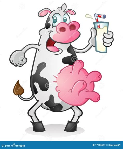 Retro cow drinking milk stock vector. Illustration of beverage - 17705697