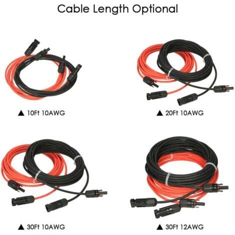 Cable D Extension De Panneau Solaire Avec Connecteur MC4 Paire Rouge