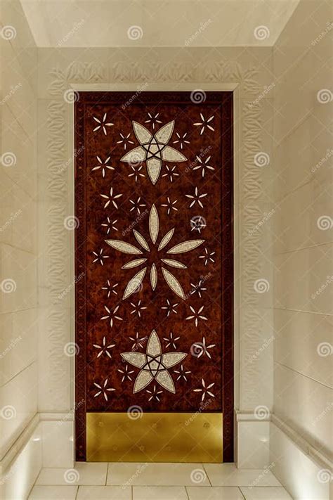 The Splendor Of Decorative Decorations Of Stained Glass Door In Interior Of Sheikh Zayed Grand