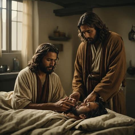 Jesus Healing A Sick Man Premium Ai Generated Image