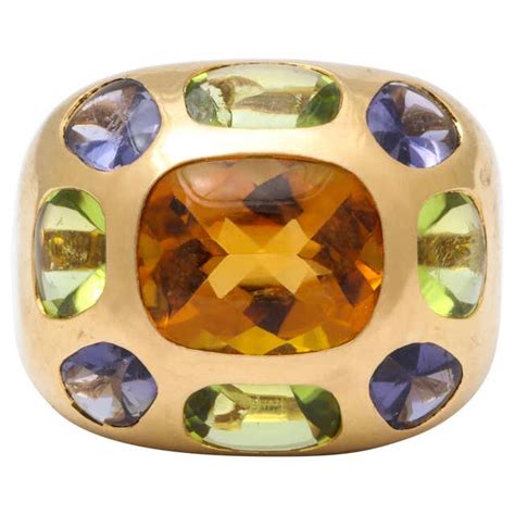 Vintage Chanel Gold Semi Precious Stone Ring at 1stDibs